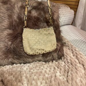 Coach Beige Crossbody Bag with Patterned Strap